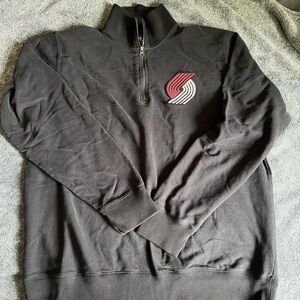 Portland Trail Blazers 47 Brand Black 3/4 Zip-Up Sweater with Logo